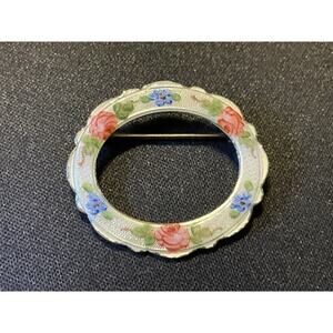 Vintage Signed La Mode Sterling And Enamel Flower Brooch